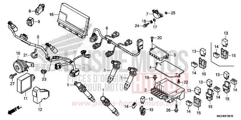 SUB HARNESS for VFR1200X Dual Clutch CANDY PROMINENCE RED (R342) from 2017